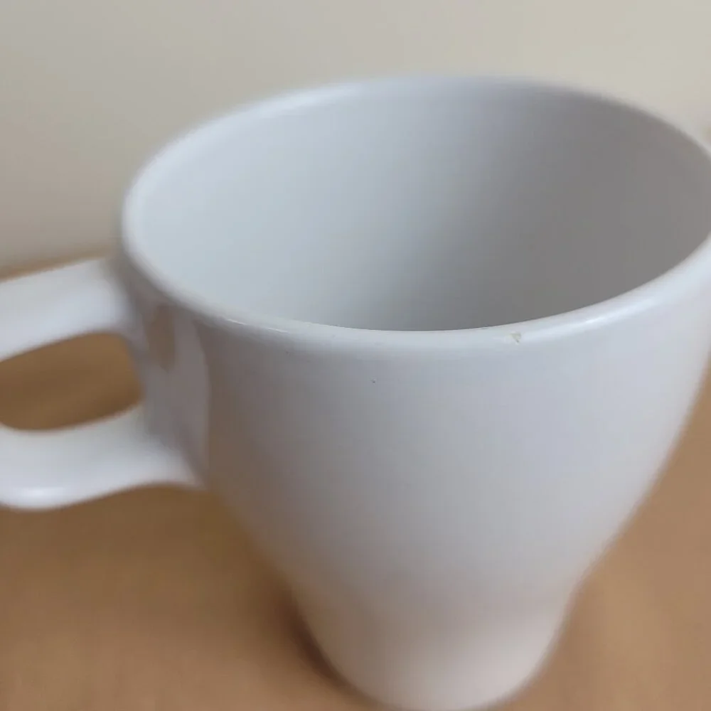 IKEA FÄRGRIK Mug White 8oz Retro Stackable Nesting Tapered Stoneware cup coffee.